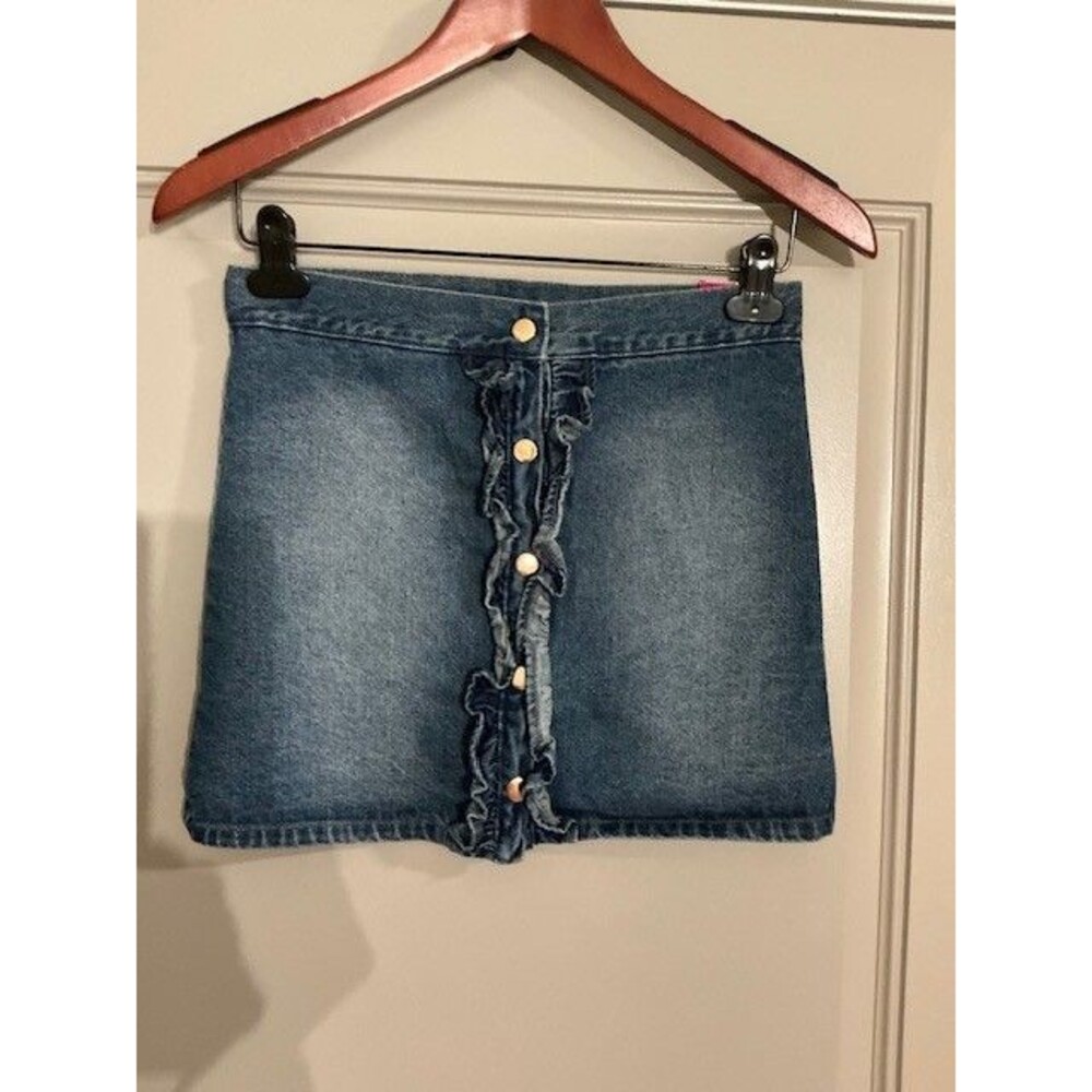 Cynthia Rowley Girls Denim Skirt with Ruffles Sz 10/12 NWT